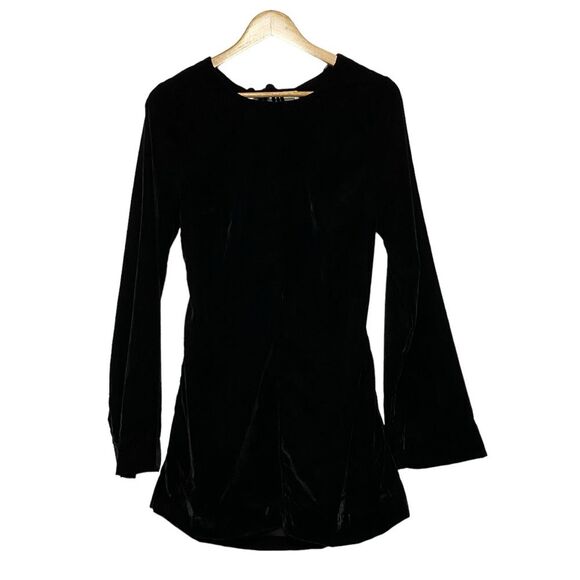 Free People Size Small Chelsey Black Velvet Open Back Mini Dress NWT - Picture 9 of 12